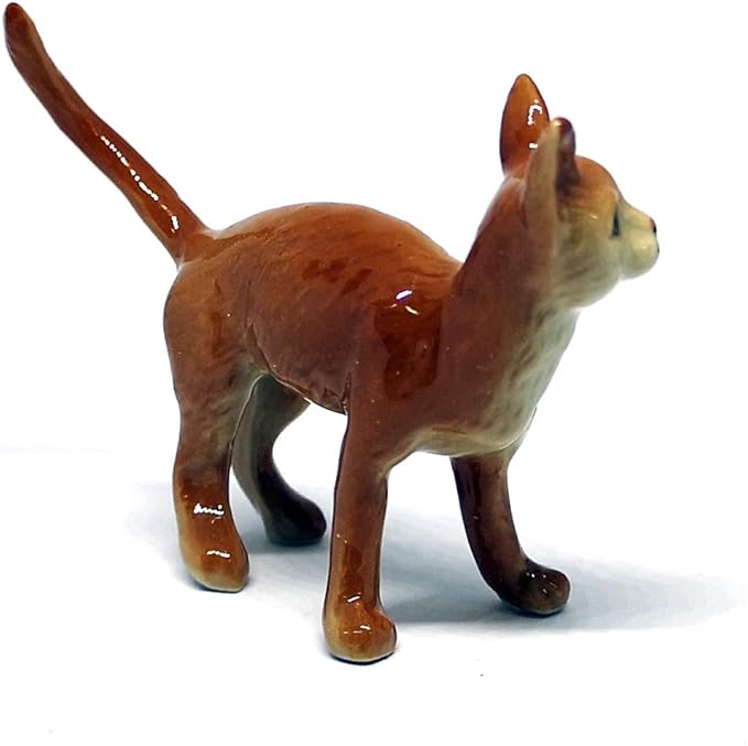 ZOOCRAFT Ceramic Burmese Cat Figurine Porcelain Handmade Miniatures Collectible Brown