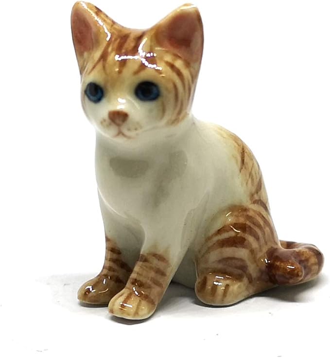 ZOOCRAFT Ceramic Siamese Cat Figurine Brown Hand Painted Porcelain Miniature Collectible