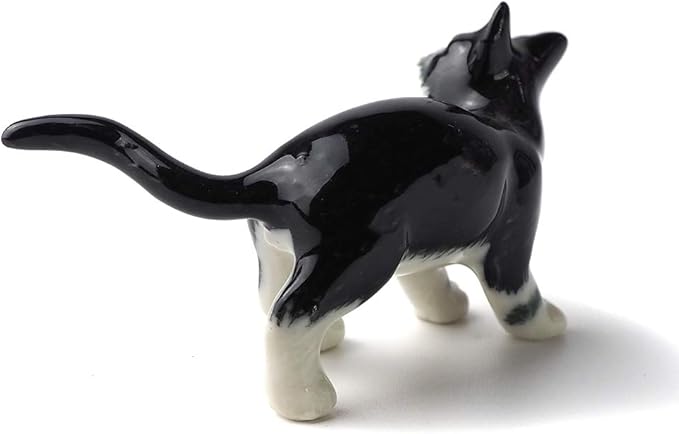ZOOCRAFT Black Cat Figurine Ceramic Animal Miniature Handcrafted Kitten Gift Decor DIY Craft Design Collectible, 1.10 x 2.40 x 1.34 inches