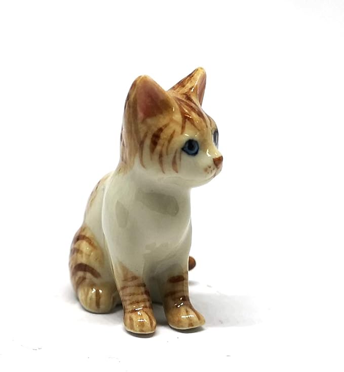 ZOOCRAFT Ceramic Siamese Cat Figurine Brown Hand Painted Porcelain Miniature Collectible