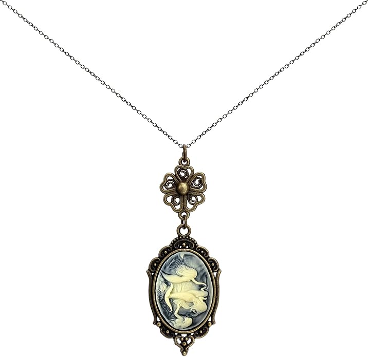 Yspace Lucky Clover Cameo Necklace Best Friend Heart Charms Jewelry 2 Chain Deluxe Gift