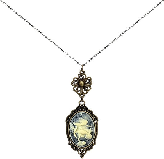 Yspace Lucky Clover Cameo Necklace Best Friend Heart Charms Jewelry 2 Chain Deluxe Gift