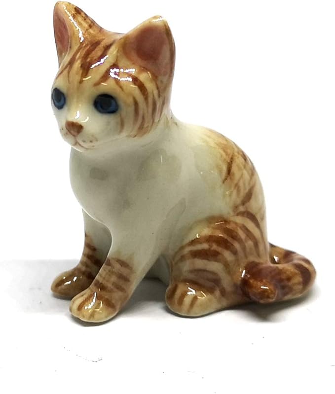 ZOOCRAFT Ceramic Siamese Cat Figurine Brown Hand Painted Porcelain Miniature Collectible