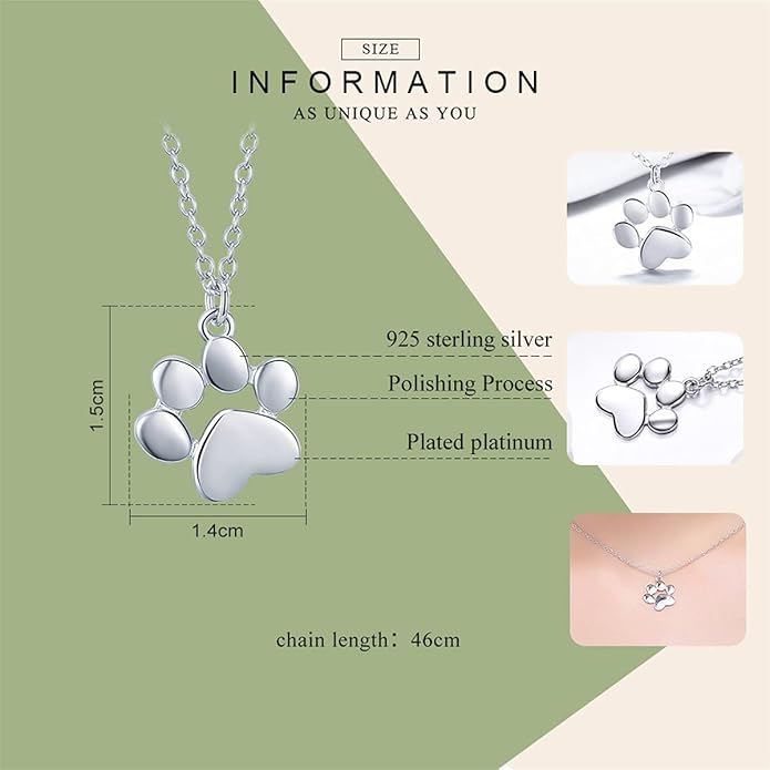 925 Sterling Silver Dog Paw Cat Panda Necklace for Women Cute Dainty Animal Pendant Necklace Gifts for Cat Mom Animals Loverā¦