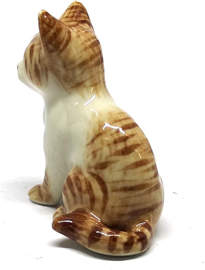 ZOOCRAFT Ceramic Siamese Cat Figurine Brown Hand Painted Porcelain Miniature Collectible