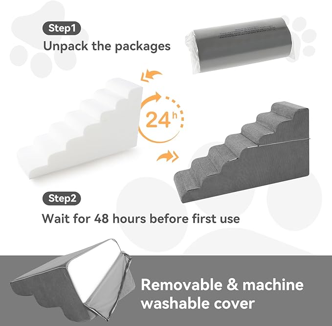 π³ π¦ππ²π½π Dog Steps for High Bed, 30'' High Dog Stairs for Small Dogs, Waterproof Pet Stairs for Small Old Large Dogs and Cats with Removable Cover & PE Support Board for Bed, Car or Couch