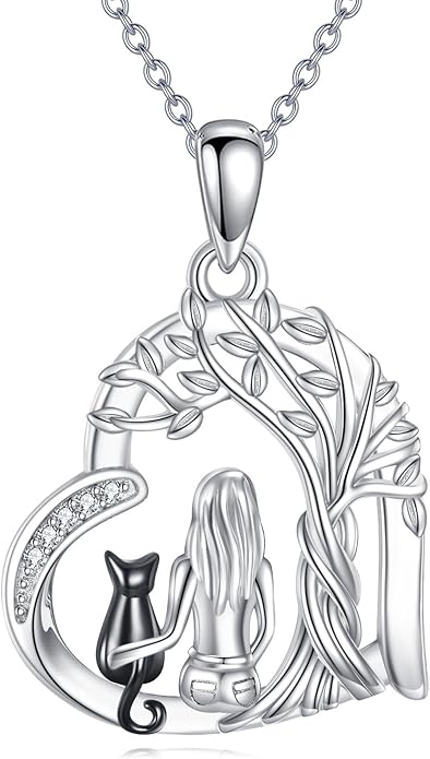YFN Cat Necklace Sterling Silver Jewelry for Women Cat Jewelry Gifts