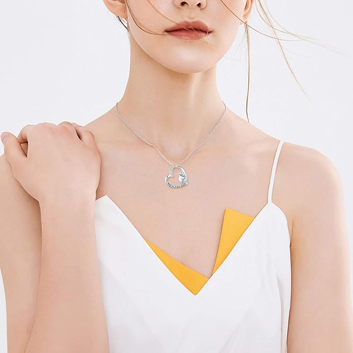 JUSTKIDSTOY Sloth Necklace Sterling Silver “Slow Down Be Happy” Slider Sloths Stuffed Animal Pendant Jewelry Charm Gifts for Women