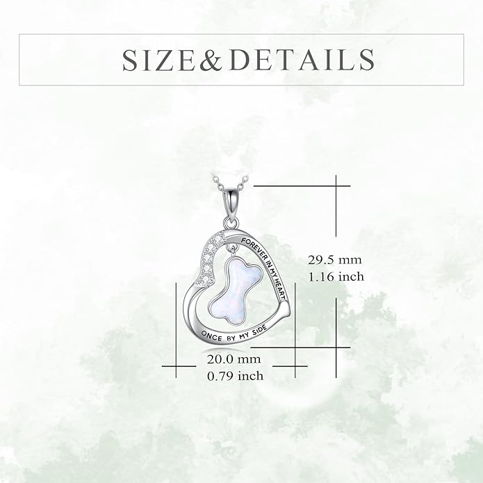 YFN Paw Print Necklace Sterling Silver Dog Cat Charms Pendant Cremation Jewelry Cat Dog Memorial Gifts for Women Girls