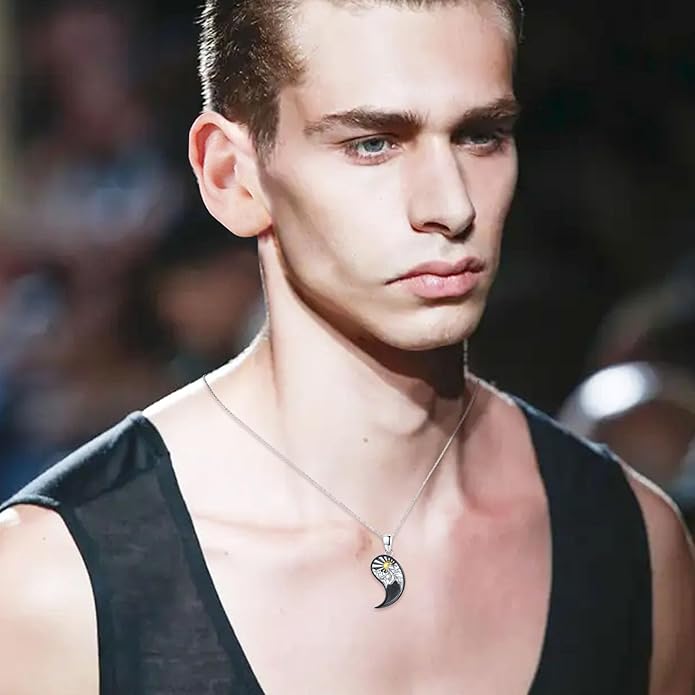 Yin Yang Matching Jewelry Set 925 Sterling Silver Yin Yang Friendship Couples BFF Pendant Necklace Jewelry for Her Him Women Men