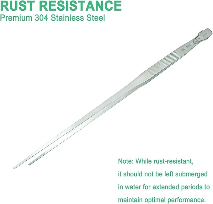 18.9 inch Aquarium Tweezers with Hanger, 2025 New Extra Long Feeding Tongs, Stainless Steel Large Aquascape Tools for Fish Tank, Terrarium,Aquascaping, Reptile Snake (Straight)