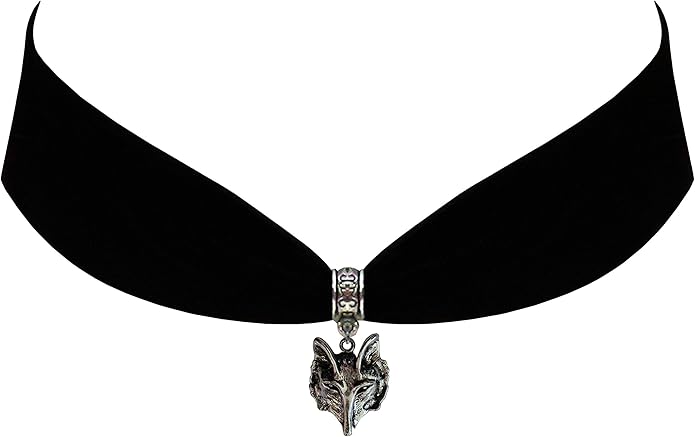 Victorian Vault Black Velvet Choker Jewelry Wolf Pendant Necklace