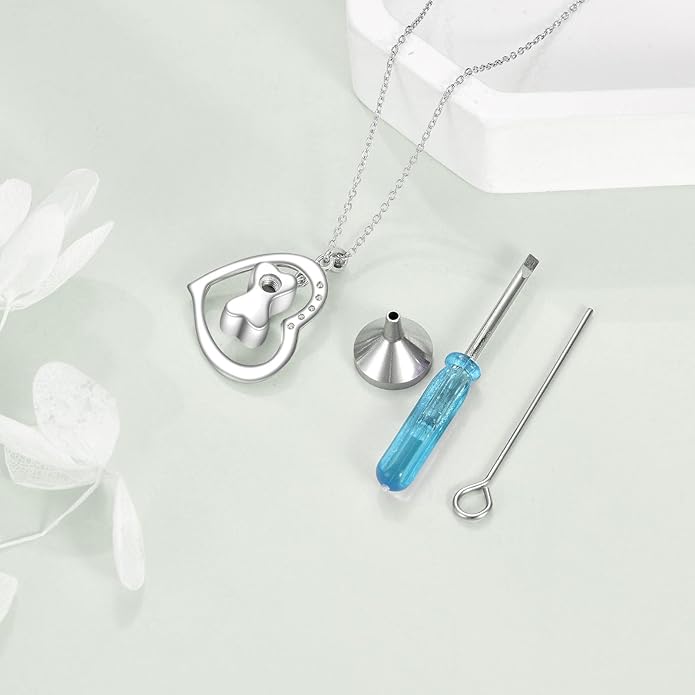 YFN Paw Print Necklace Sterling Silver Dog Cat Charms Pendant Cremation Jewelry Cat Dog Memorial Gifts for Women Girls