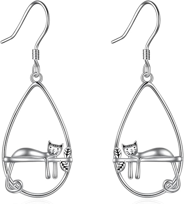 YFN Sterling Silver Animal Dangle Drop Earrings for Women Sloth/Cat/Bat Earrings Jewelry Gifts Halloween Earrings Jewelry