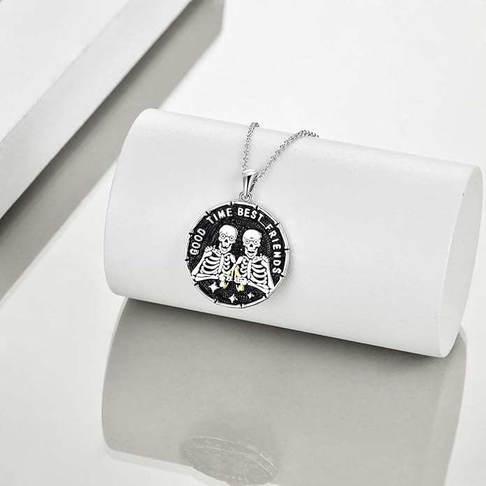 YFN Gothic Necklace Sterling Silver Wiccan Witch Pendant Goth Jewelry Witchy Gifts for Women Men