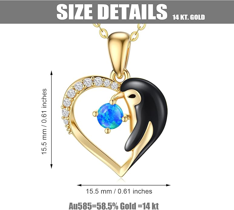 WSX 14K Real Gold Animal Necklace for Women, Bear/Cat/Rabbit/Elephant/Horse Pendant Charm Jewelry Gifts Mother Day Valentine Christmas