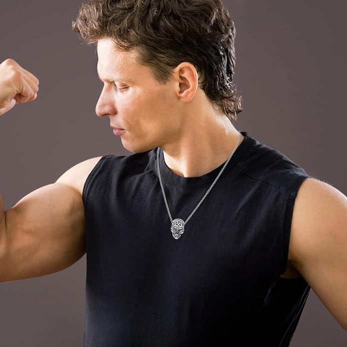 YFN Gothic Necklace Sterling Silver Wiccan Witch Pendant Goth Jewelry Witchy Gifts for Women Men