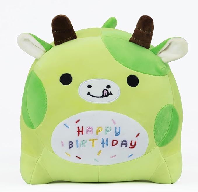 15.8'' Cow Plush Stuffed Animals Birthdays Gifts, Green Cow Plush Pillow Soft Cute Plushie, Chubby Plush Toy Birthday Gifts for Kids Girlfriend