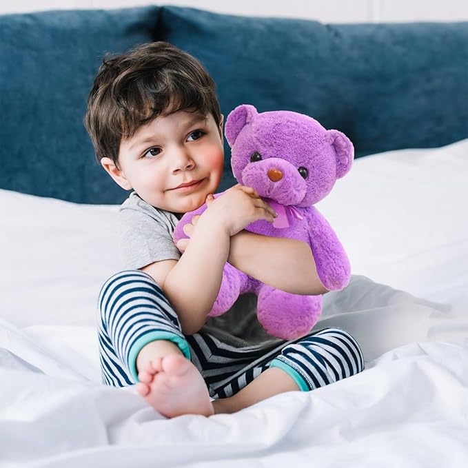 Purple Teddy Bear Stuffed Animals 13" Soft Cuddly Stuffed Teddy Bear Plush Toys Cute Birthday Mother's Day Valentine’s Day Wedding Graduation Party Gifts for Kids