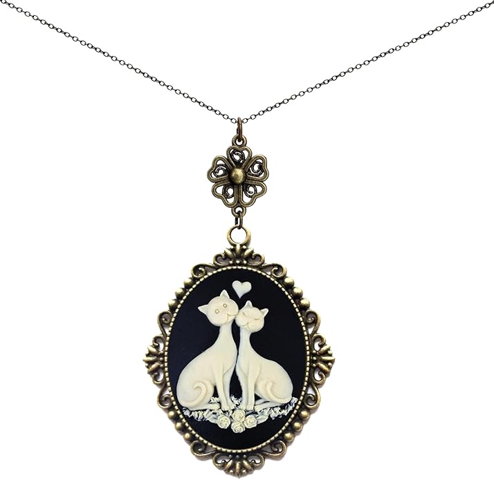 Yspace Lucky Clover Cameo Necklace Best Friend Heart Charms Jewelry 2 Chain Deluxe Gift