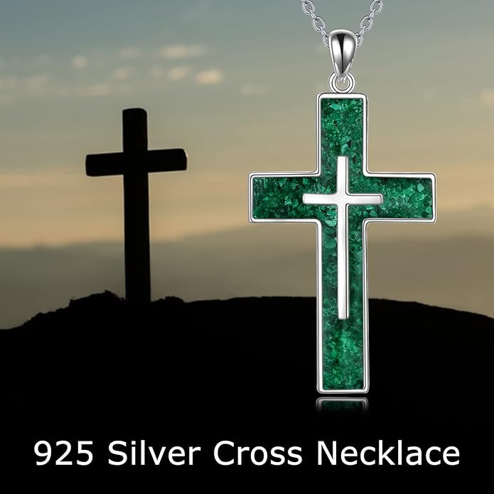 YFN Cross Necklace Sterling Silver Religious Cross Pendant Jewelry Christian Gifts for Women Men