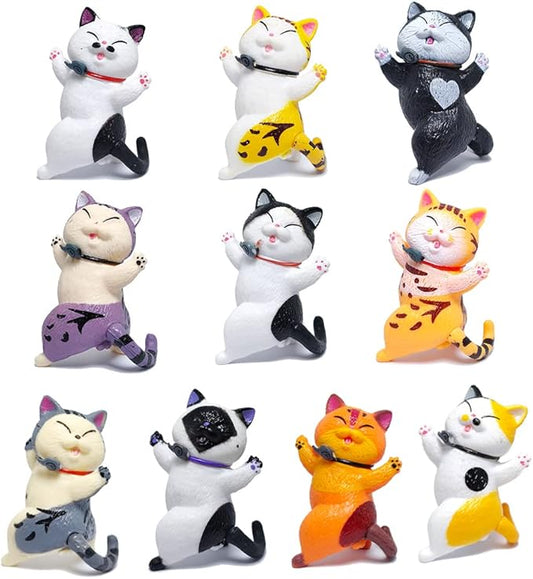 10 Pcs Realistic Cat Figure Mini Cute Cat Characters Miniature Educational Figures Kitten Easter Eggs Cake Topper Christmas Birthday Gift for Cat Lover