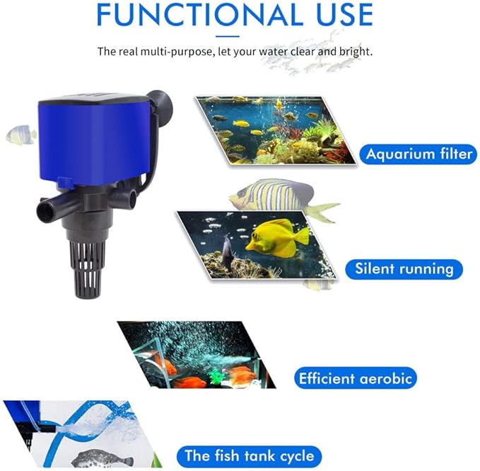 Water Pump 475 GPH Submersible Internal Aquarium Powerhead Water Pump Ultra Quiet for Aquarium,Fish Tank -5 Pack