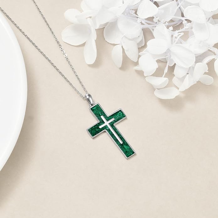 YFN Cross Necklace Sterling Silver Religious Cross Pendant Jewelry Christian Gifts for Women Men