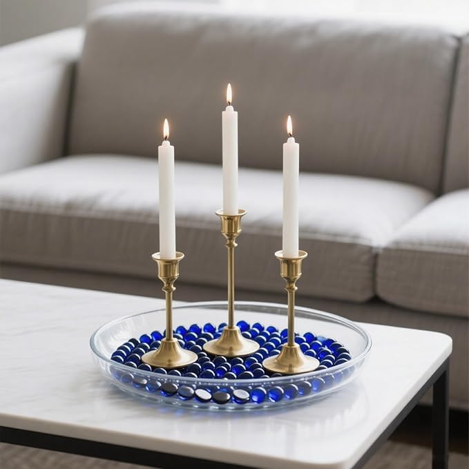 0.96LB Glass Beads Vase Filler Aquarium Gravel Decor Flat Glass Marbles Gems Pebbles Fish Tank Rocks Home Decorative Art Craft - Cobalt Blue