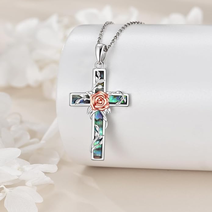 YFN Cross Necklace Sterling Silver Religious Cross Pendant Jewelry Christian Gifts for Women Men