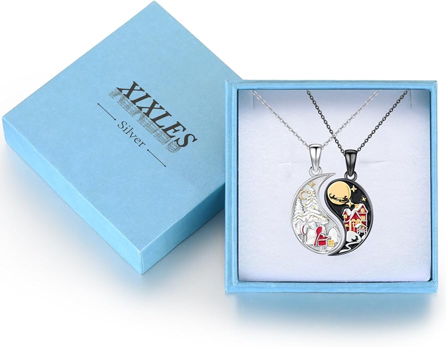 Yin Yang Matching Jewelry Set 925 Sterling Silver Yin Yang Friendship Couples BFF Pendant Necklace Jewelry for Her Him Women Men