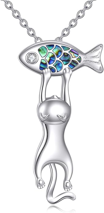 YFN Cat Necklace Sterling Silver Jewelry for Women Cat Jewelry Gifts