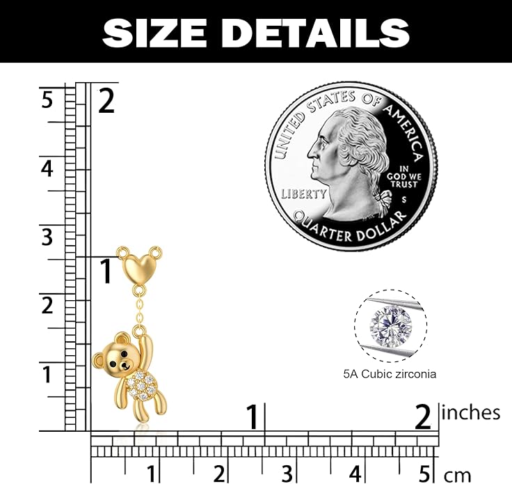 WSX 14K Real Gold Animal Necklace for Women, Bear/Cat/Rabbit/Elephant/Horse Pendant Charm Jewelry Gifts Mother Day Valentine Christmas