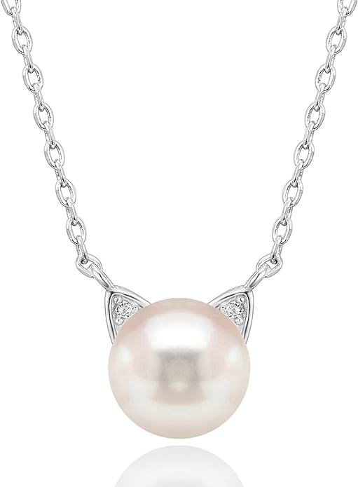 14K Gold Plated Sterling Silver AAA+ Freshwater Cultured Pearl Cat Pearl Pendant