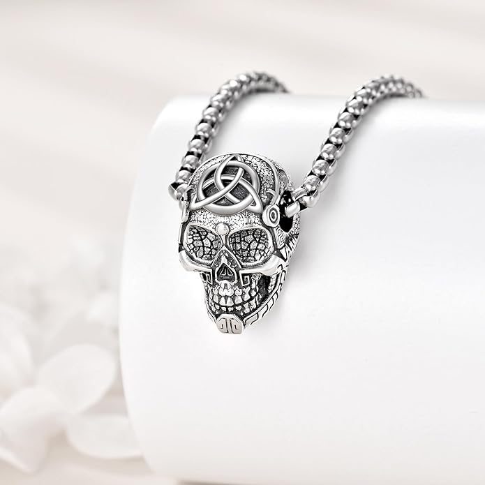 YFN Gothic Necklace Sterling Silver Wiccan Witch Pendant Goth Jewelry Witchy Gifts for Women Men