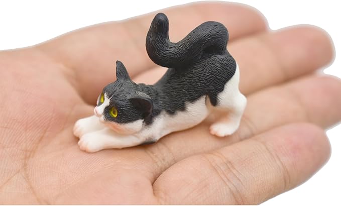 12Pcs Realistic Miniature Cat Figurines Mini Kitty Characters Figures Cute Resin Cake Topper for DIY Easter Eggs Christmas Birthday Gift School Project Landscape Bonsai Craft Decor