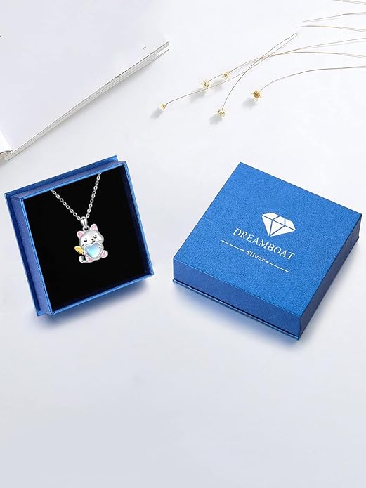 Dreamboat Moonstone Animal Pendant Necklace for Women 925 Sterling Silver Cute Animals Jewelry Gifts