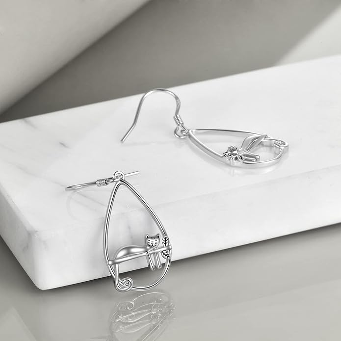 YFN Sterling Silver Animal Dangle Drop Earrings for Women Sloth/Cat/Bat Earrings Jewelry Gifts Halloween Earrings Jewelry