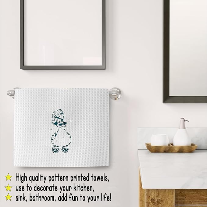 Funny Bar Kitchen Bathroom Decor Towels - Funny Housewarming Kitchen Dish Towels Gift for Family Friends Colleagues, Cool Duck in Slippers Bathroom Hand Towels 16″×24″Inches