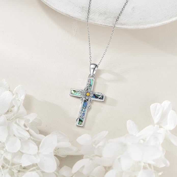 YFN Cross Necklace Sterling Silver Religious Cross Pendant Jewelry Christian Gifts for Women Men