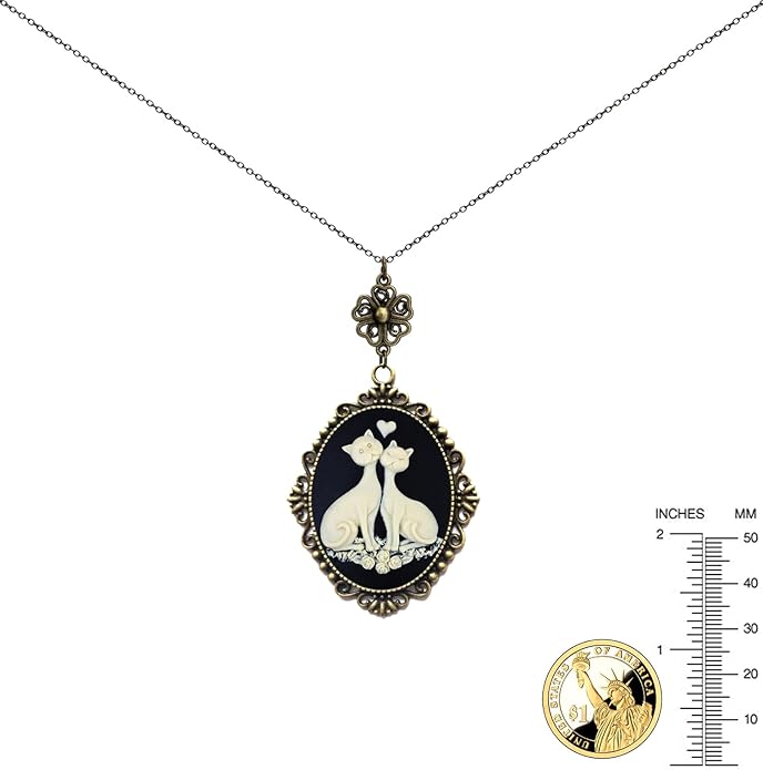 Yspace Lucky Clover Cameo Necklace Best Friend Heart Charms Jewelry 2 Chain Deluxe Gift