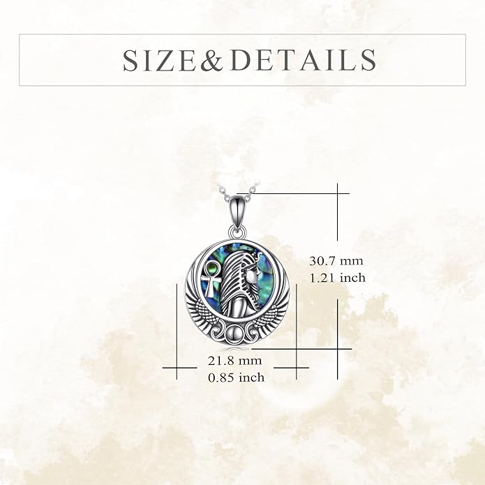 YFN Egyptian Necklace Sterling Silver Egypt God Pendant Abalone Shell Egypt Jewelry Gifts for Women Men