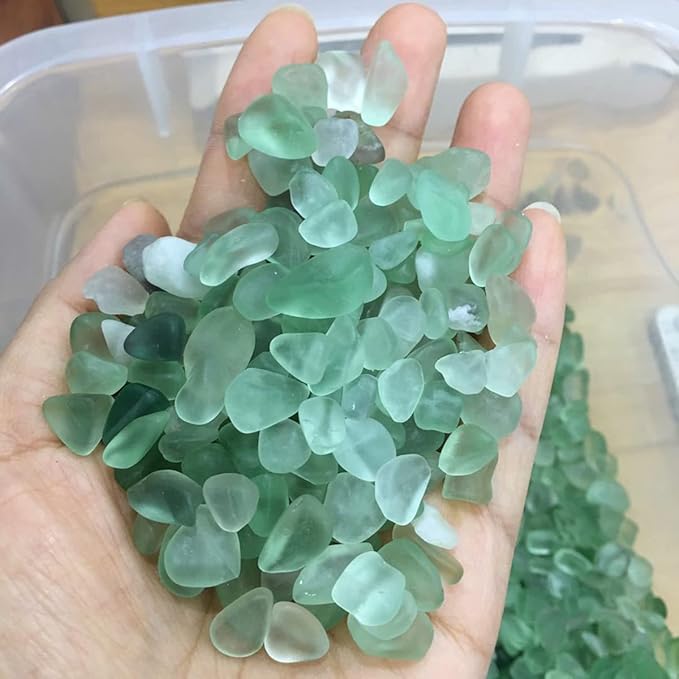 WAYBER 2 Lbs/920g Natural Green Quartz Crystal Stones Irregular Aquarium Pebbles Rock Sands for Turtle Tank/Succulent Plants/Vase Decoration (Fill 2 Cups)