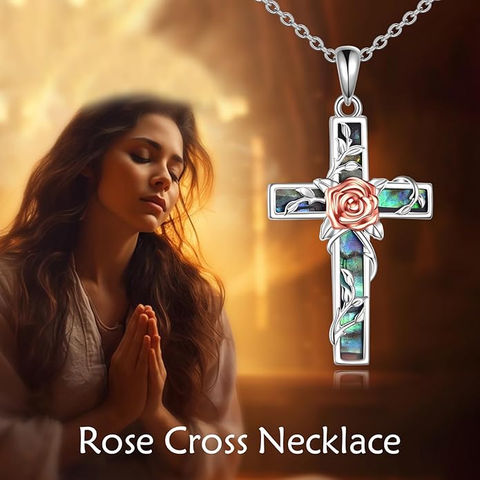 YFN Cross Necklace Sterling Silver Religious Cross Pendant Jewelry Christian Gifts for Women Men