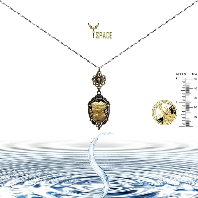 Yspace Lucky Clover Cameo Necklace Best Friend Heart Charms Jewelry 2 Chain Deluxe Gift