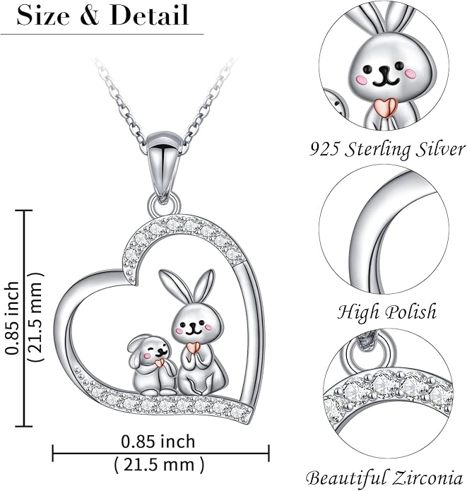 FLYOW Elephant Necklace Cat Necklace Bunny Neklace Horseshoe Necklace Blue Jay Necklace Sterling Silver Animal Necklaces for Women