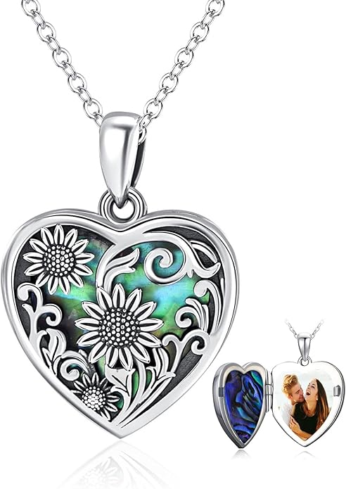 YFN Locket Necklace 925 Sterling Silver Heart Locket Necklace that Holds Pictures for Women Jewelry Gifts
