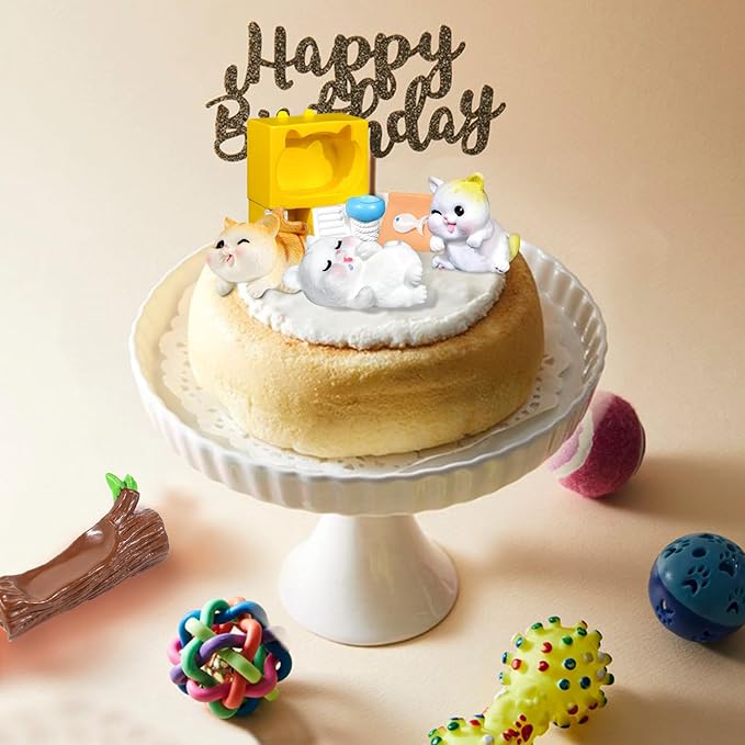 10Pack Mini Cat Figures Playset, Miniature Cute Cartoon Kitty Characters Fairy Garden Toys for Kids Birthday Baby Shower Dollhouse Easter Cake Decorations