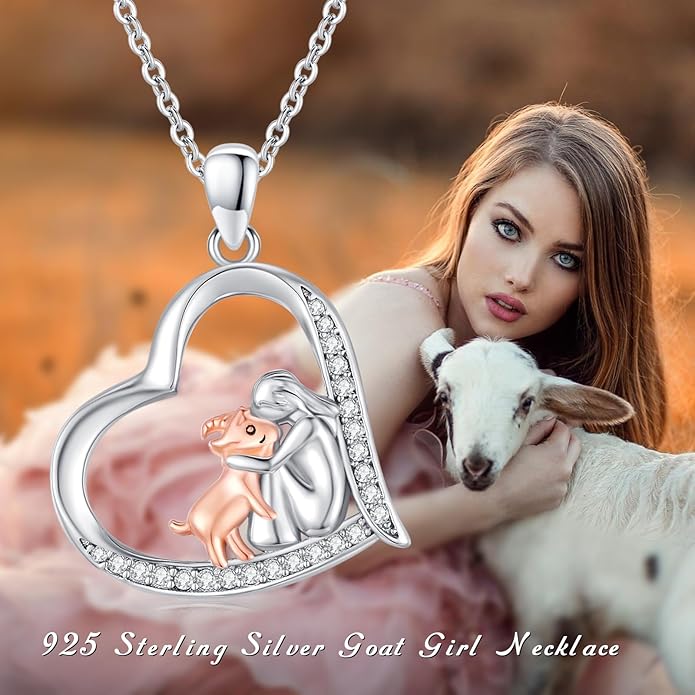 Heart Animal Necklace 925 Sterling Silver Cute Animal Pendant Jewelry Birthday Gifts for Women Girlfriend Mom Animal Lovers