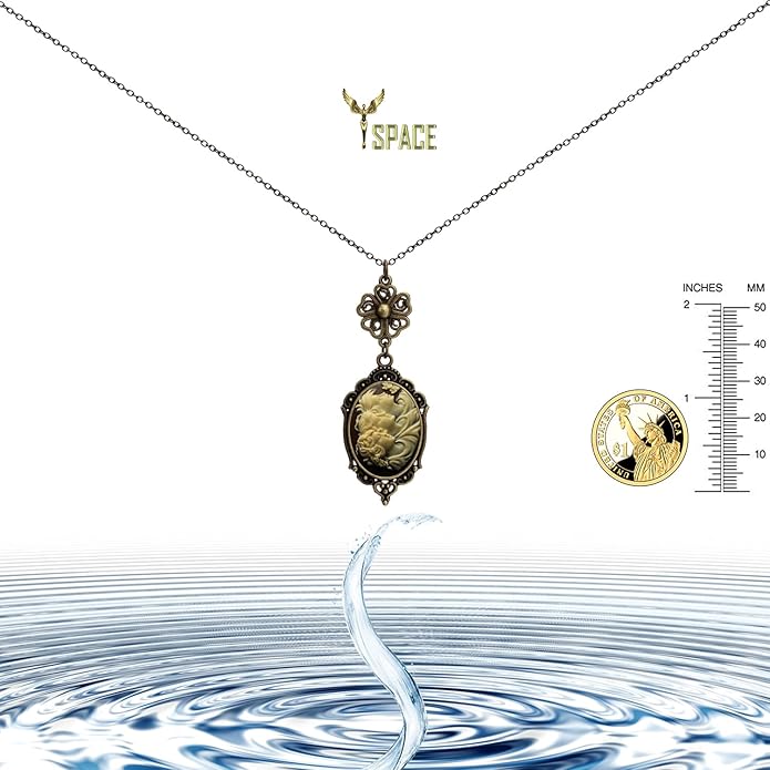 Yspace Lucky Clover Cameo Necklace Best Friend Heart Charms Jewelry 2 Chain Deluxe Gift